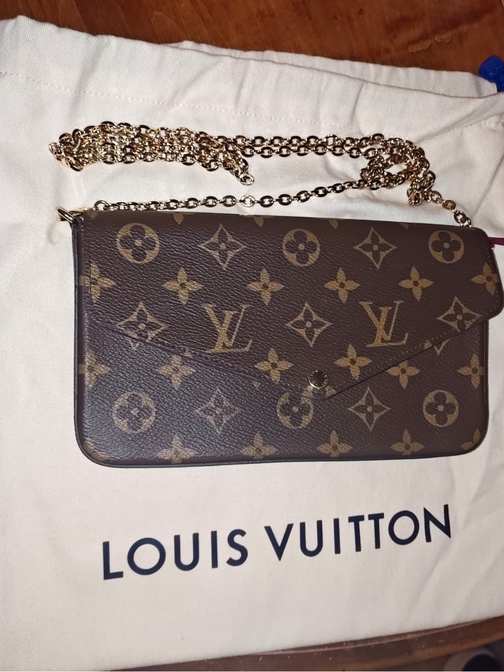 Louis Vuitton Brown Monogram Chain Wallet with Fuchsia Cardholder - Picture 4 of 5